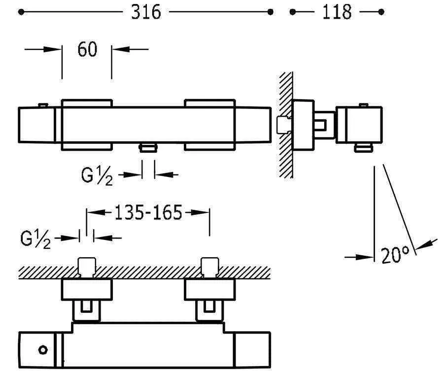 Набор: Термостат для ванної з душовим набором  Cuadro Tres 007174039OM