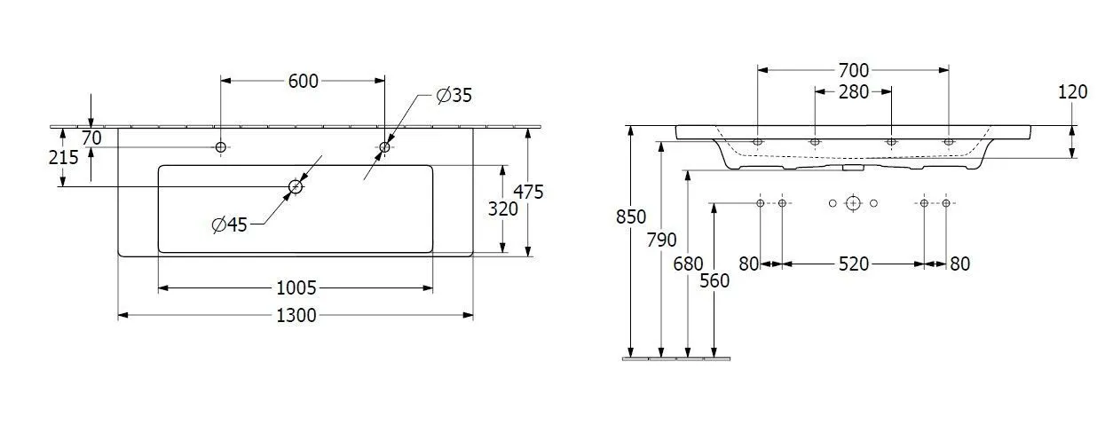 Подвесной умывальник Villeroy and Boch Subway 3.0 4A70D4RW