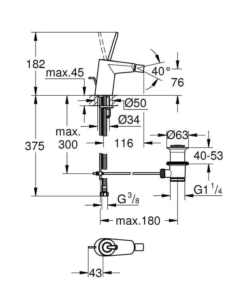 Змішувач для ванної/душа Hansgrohe Talis E 71745000 24036000
