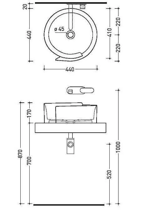 Умивальник Flaminia Roll RL44L