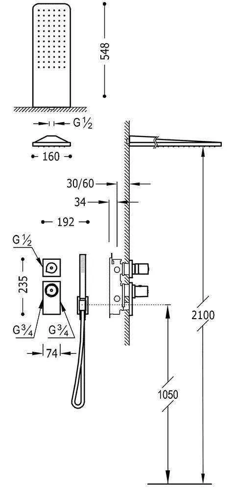 Душова система Tres Block System 20635202AC