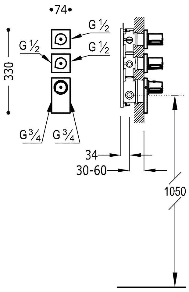 Термостат для душа Tres Block System 20635399NM