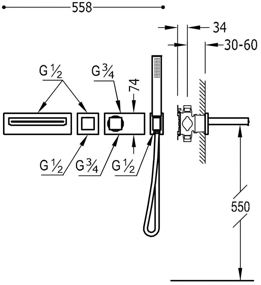 Душевая система Tres Block System 20719201BM