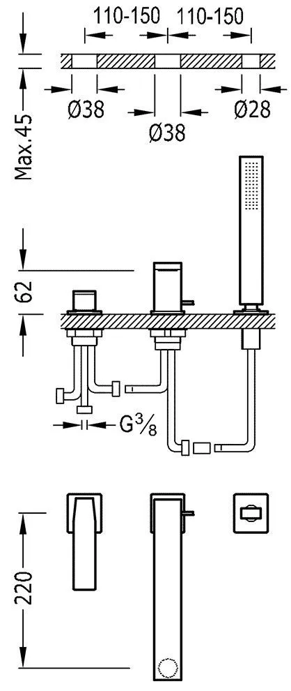 Смесители для ванны Tres Slim 20216101OR