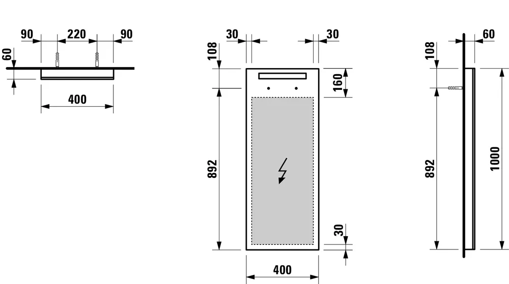 Зеркало с подсветкой Laufen ILBAGNOALESSI One H4484110972001