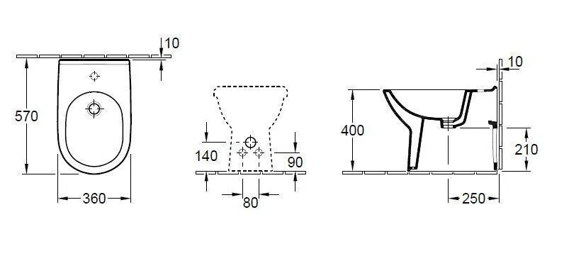 Биде напольное Villeroy and Boch O. Novo 546100T1