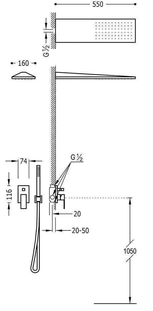Душова система Tres Cuadro 00618003OM