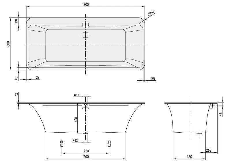 Ванна Villeroy&Boch Squaro Edge 12 UBQ180SQE7DV-01