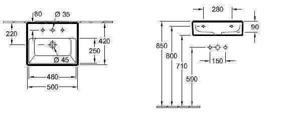 Умивальник підвісний Villeroy and Boch Memento (500 Х 420 мм) 513351R2