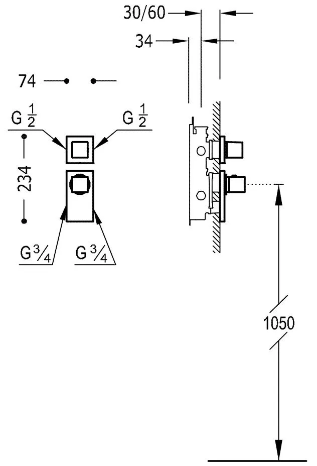 Термостат для душа Tres Block System 20625299BM