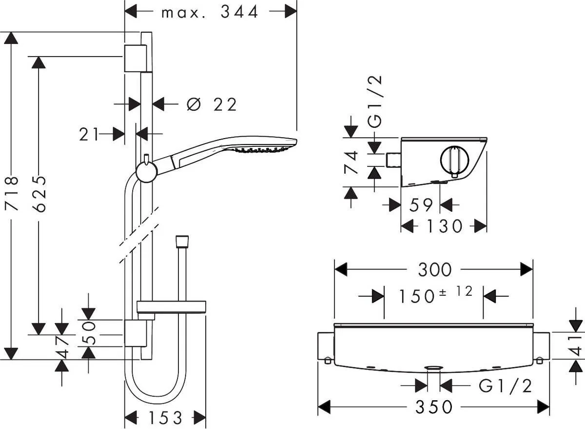 Душевой набор с термостатом Hansgrohe Raindance Select 27036400