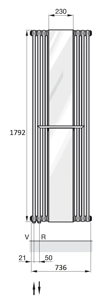 Рушникосушка Zehnder Charleston Mirror Полотенцесушитель Zehnder Charleston Mirror CM 2180-16