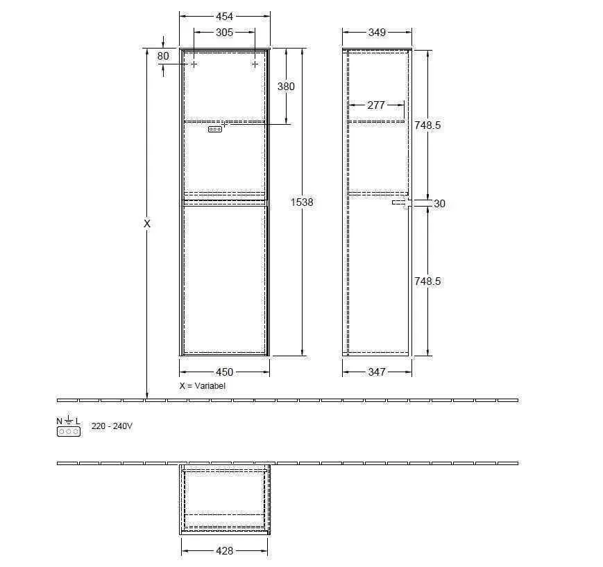 Пенал для ванної кімнати Collaro Villeroy and Boch C03401VG