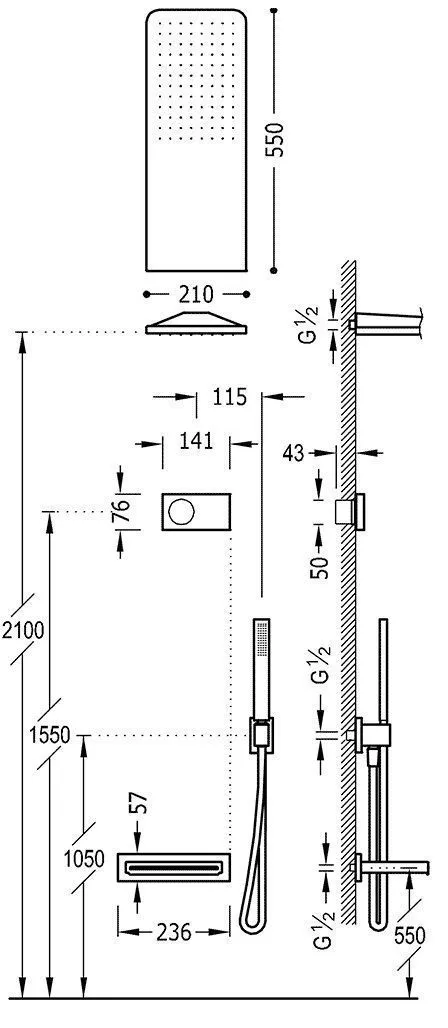 Душевая система для ванны Tres Shower Technology 9286319