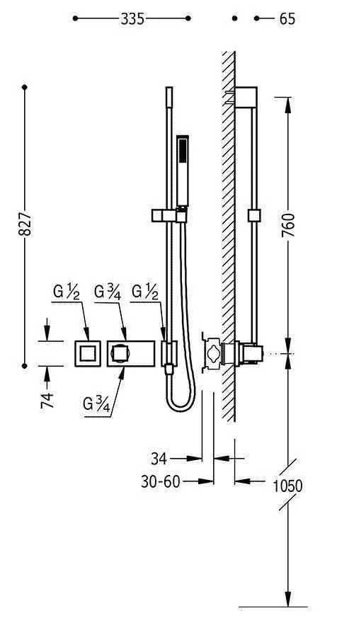 Набор: Термостат и  душевой набор Tres Block System 20725192