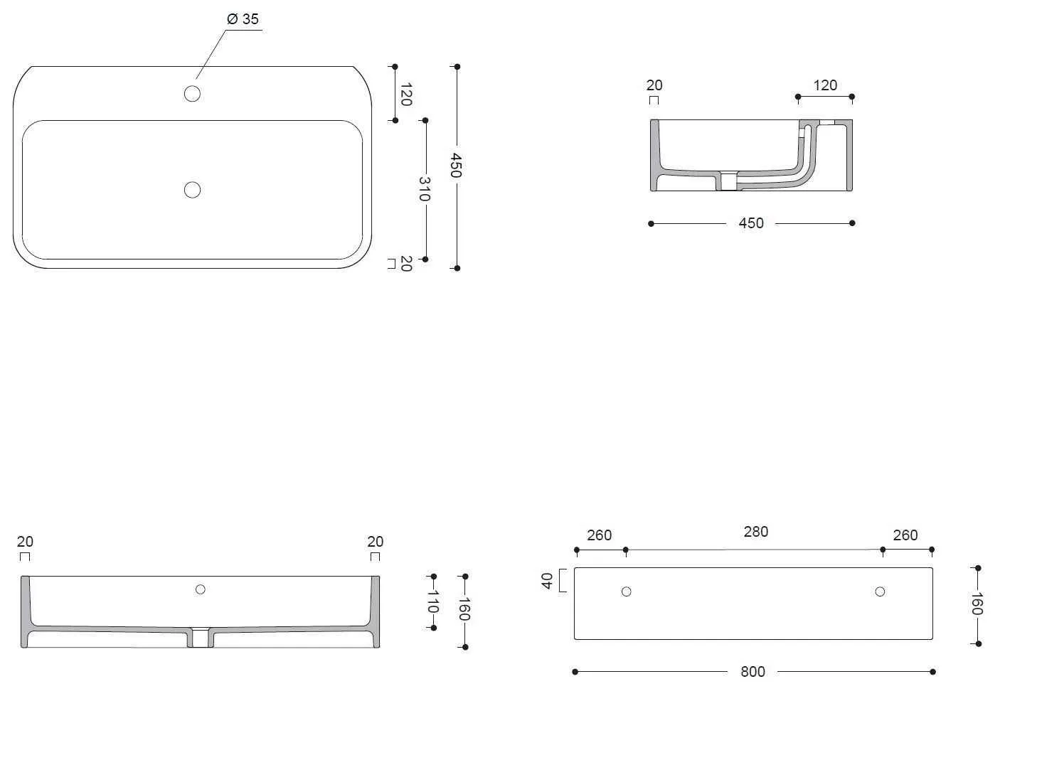 Раковина на стільницю Cosa AXA 8630001