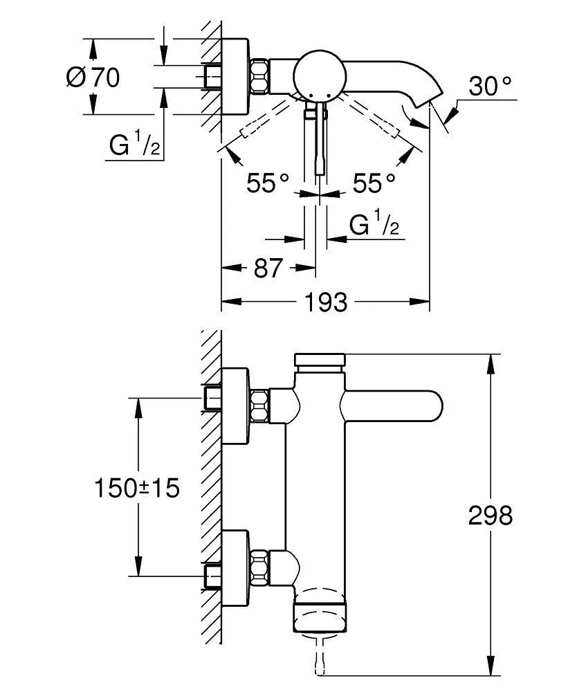Смеситель для ванны/душа Hansgrohe Talis E 33624001