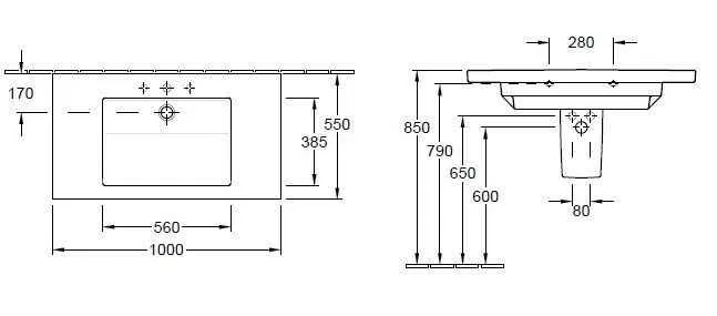 Умивальник підвісний Villeroy and Boch Metric Art