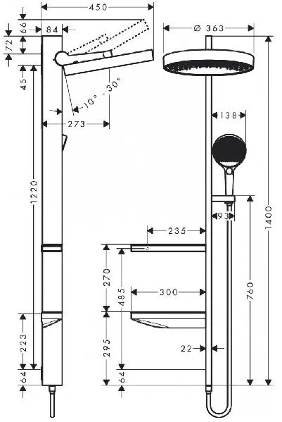 Душевая система Rainfinity Showerpipe 360 1jet, хром