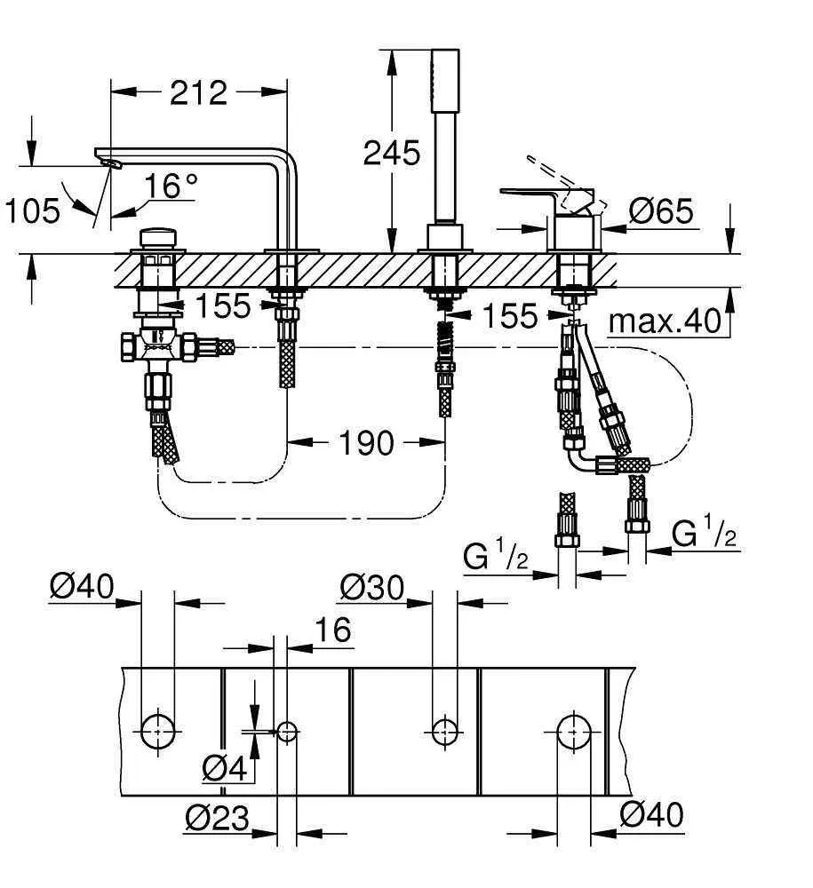 Смеситель для ванны Grohe Lineare 19577001