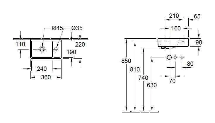 Підвісний умивальник Villeroy and Boch Avento 43003L01
