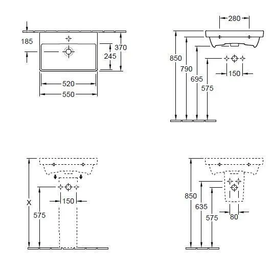 Подвесной умывальник Villeroy and Boch Avento (компактный) 4A0055RW