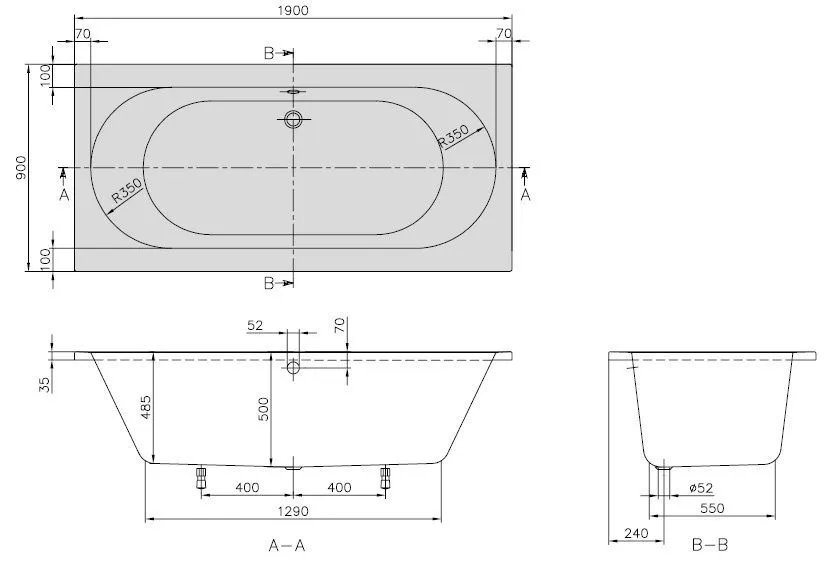 Ванна Villeroy and Boch O. Novo UBA190CAS2V-01