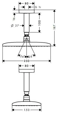 Верхний душ Hansgrohe Raindance E 250 x 150 1jet 27383000