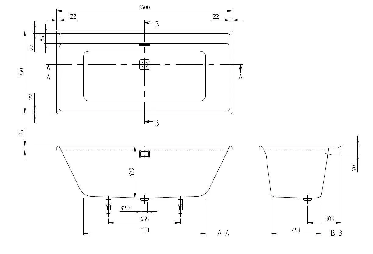 Ванна Villeroy and Boch Collaro UBA160COR2NV-RW
