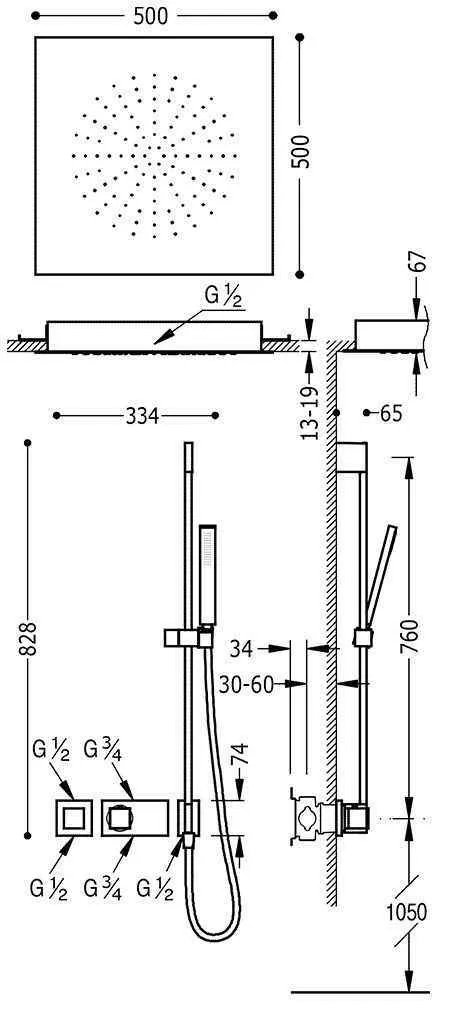 Душевая система Tres Block System 20725209