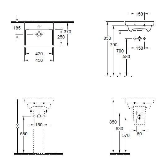 Подвесной умывальник Villeroy and Boch Avento (компактный) 735846RW