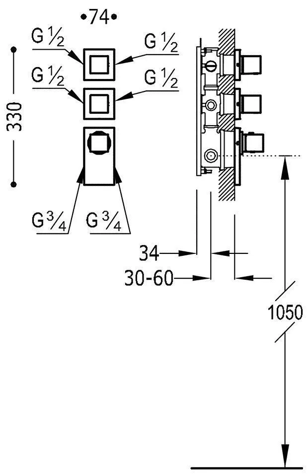 Термостат для душа Tres Block System 20625499BM