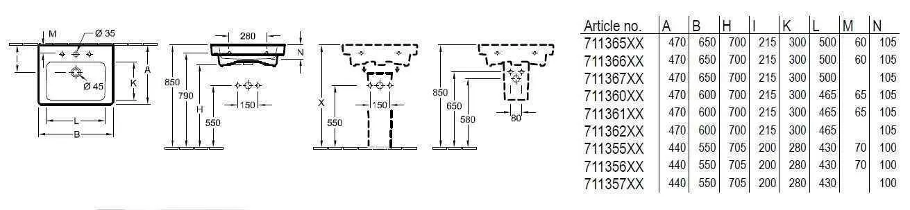 Підвісний умивальник Villeroy and Boch Subway 2.0 71135601