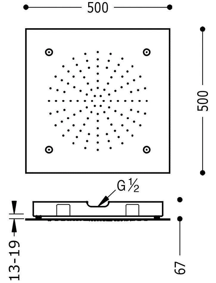 Верхній душ Tres  2 500Х500