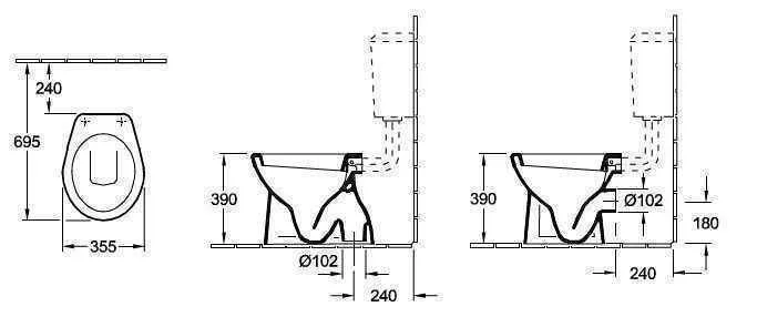 Унітаз підлоговий Villeroy and Boch O. Novo (без зливного краю) 761810T1
