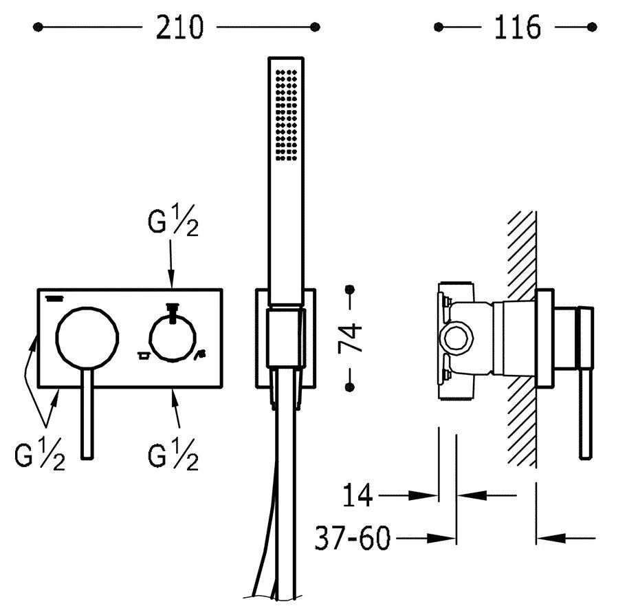 Набор: Смеситель и  душевой набор Mono-Term 21027391