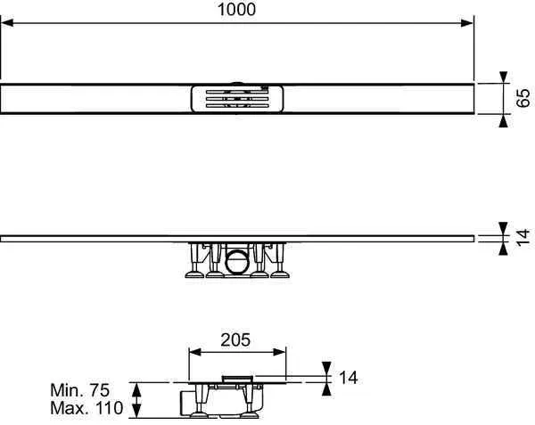 TECElineo Комплект душового профілю, матова нержавіюча сталь
