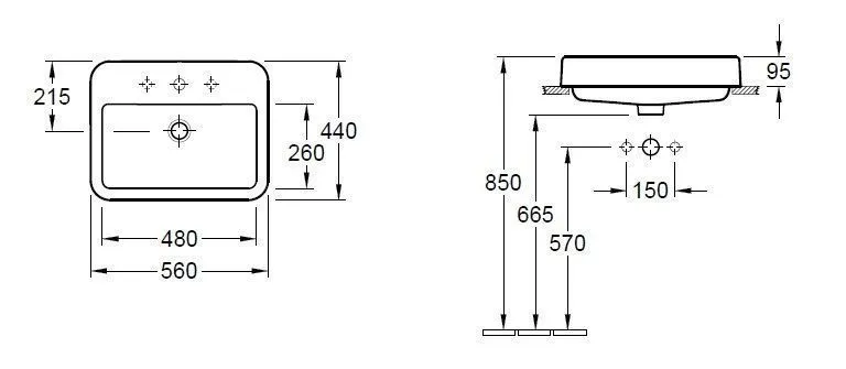 Раковина встраиваемая в столешницу Villeroy and Boch Architectura 419356R1
