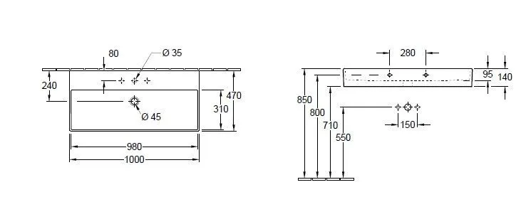 Подвесной умывальник Villeroy and Boch Memento 2.0 4A22A5RW