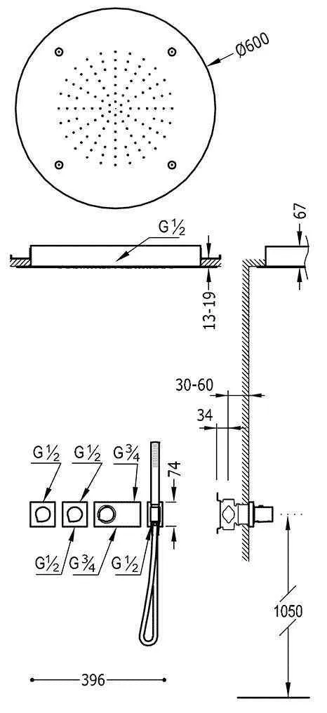 Душевая система Tres Block System 20735310