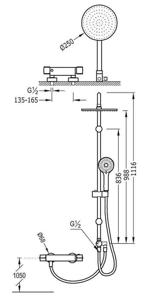 Душова система з термастатом Tres