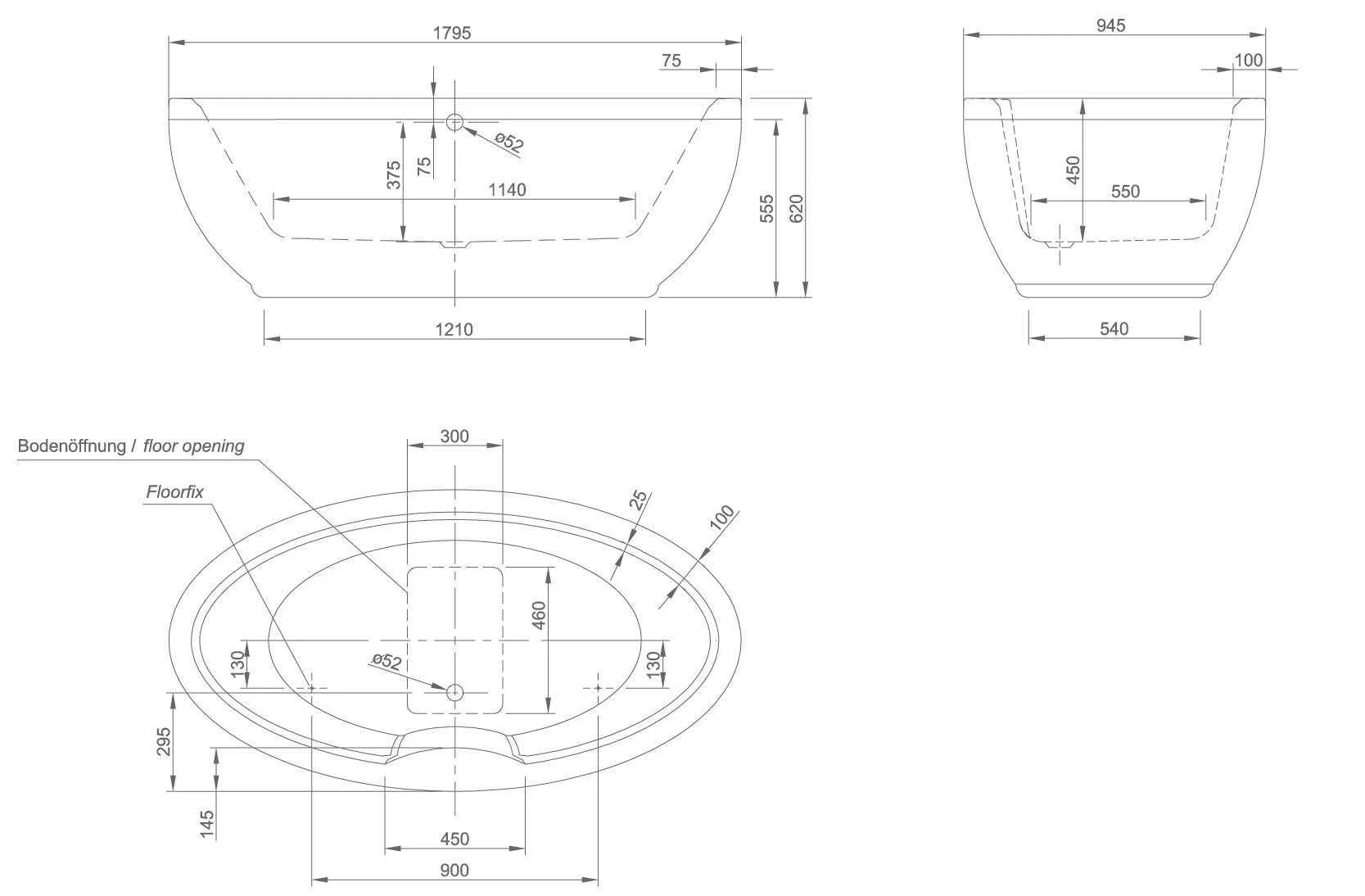 Окремостояча ванна Knief Oval oval 0100 -280 Белый матовый / Сусальное серебро