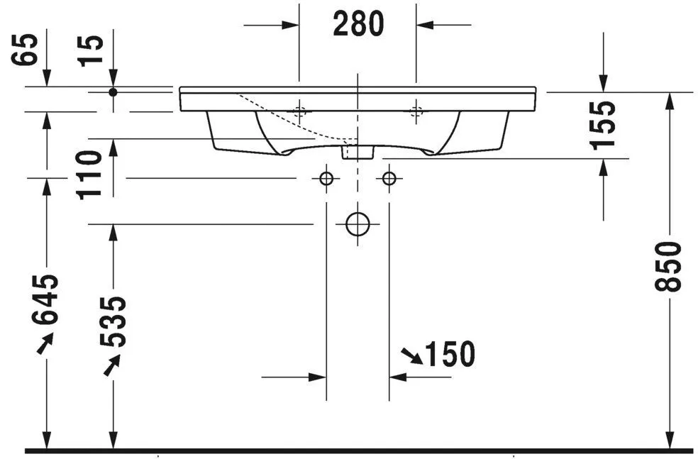 Умывальник Duravit P3 Comforts 2332850060