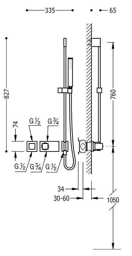 Набор: Термостат и  душевой набор Tres Block System 20725292