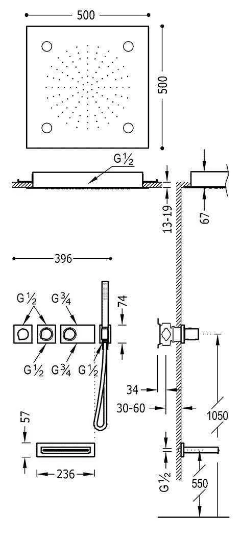 Душова система для ванної Tres Block System 20735307