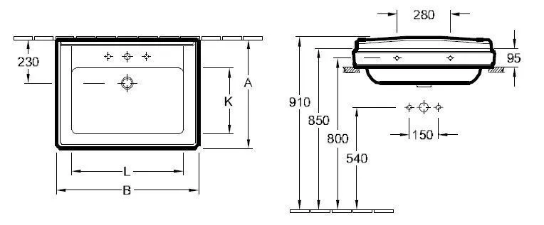 Подвесной умывальник Villeroy and Boch Hommage 7101KGR2