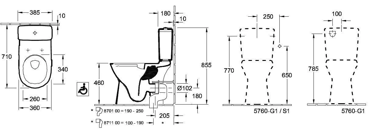 Унитаз напольный с Villeroy and Boch O. Novo Vita(для людей с ограниченными возможностями) 4620R0T2