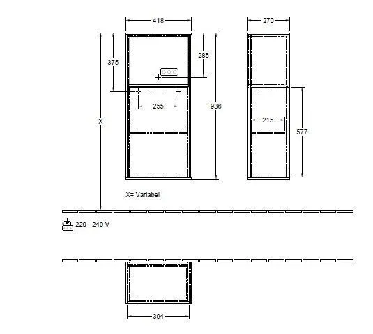 Шкаф боковой для ванной комнаты Finion Villeroy and Boch (с зарядкой) F520PDPD