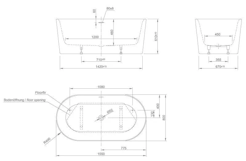 Отдельностоящая ванна Knief Fresh fresh xs 0100-234 Белый глянцевый / Черный глянцевый