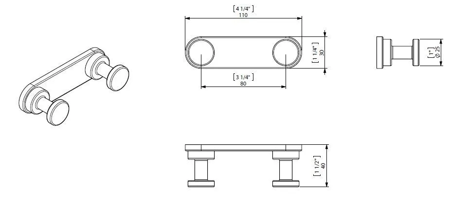 Двойной крючок Creabath Architecture 169450